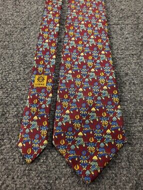 Loewe Madrid Silk Tie Fiestas Populares Figure Motif Print Hispanic Spanish